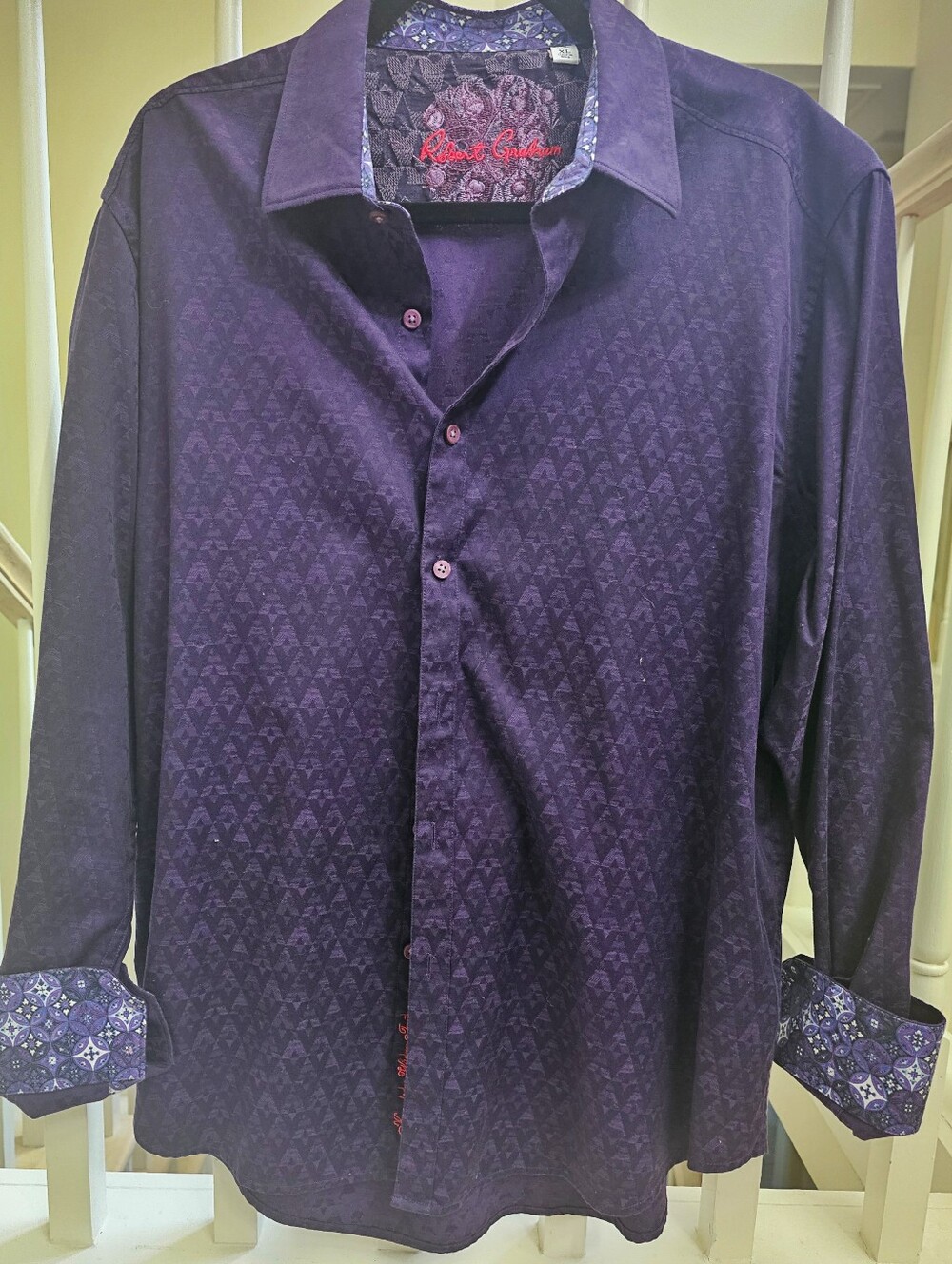 Robert Graham Limited Edition Deep Purple Patterned Dress Shirt - Picture 5 of 6